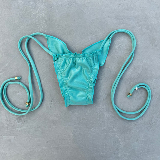 Turquoise Ripple Side Tie Bikini Bottom