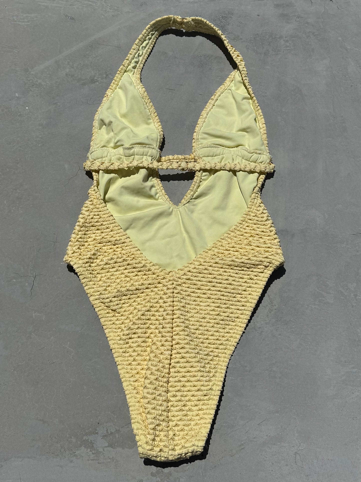 Yellow Sparkling Mermaid Weave Textured Jessica One Piece Swimwear