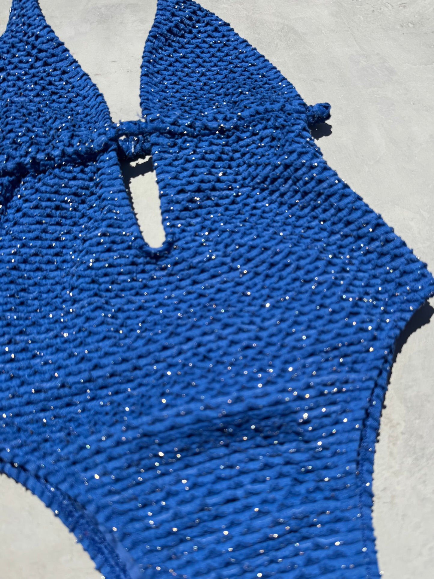 Blue Sparkling Mermaid Weave Textured Jessica One Piece Swimwear