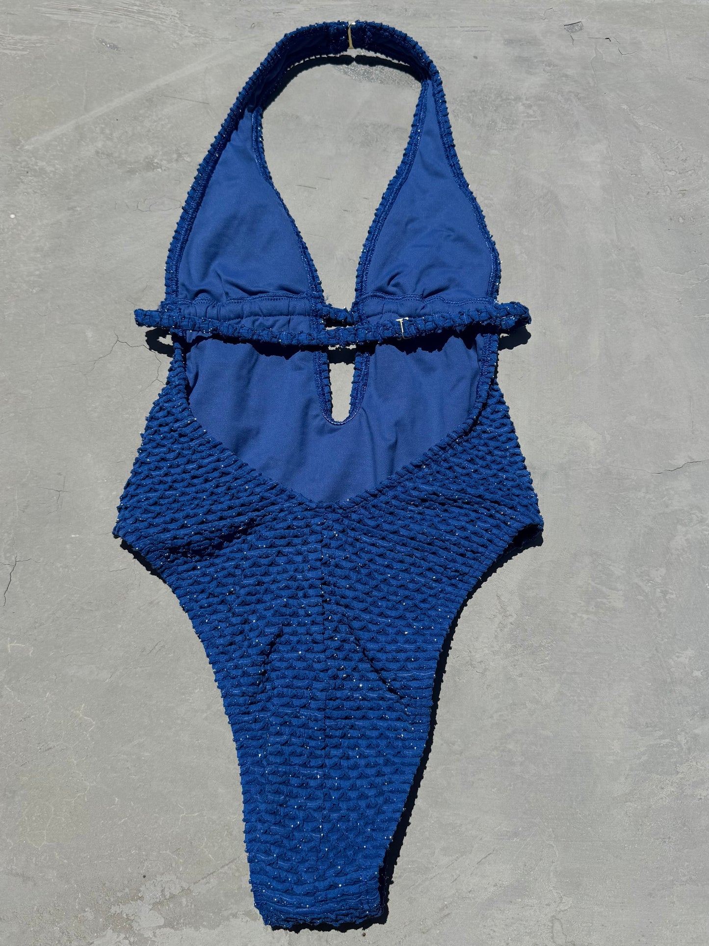 Blue Sparkling Mermaid Weave Textured Jessica One Piece Swimwear