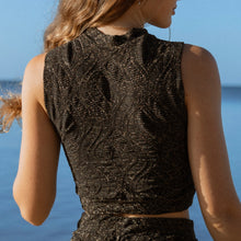 Load image into Gallery viewer, Mallorca Black Sparkling Macrame Tank Crop Top
