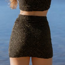 Load image into Gallery viewer, Mallorca Black Sparkling Macrame Mini Skirt
