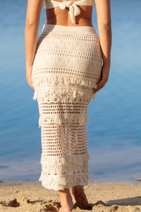 Offwhite Knit Skirt Ruffle