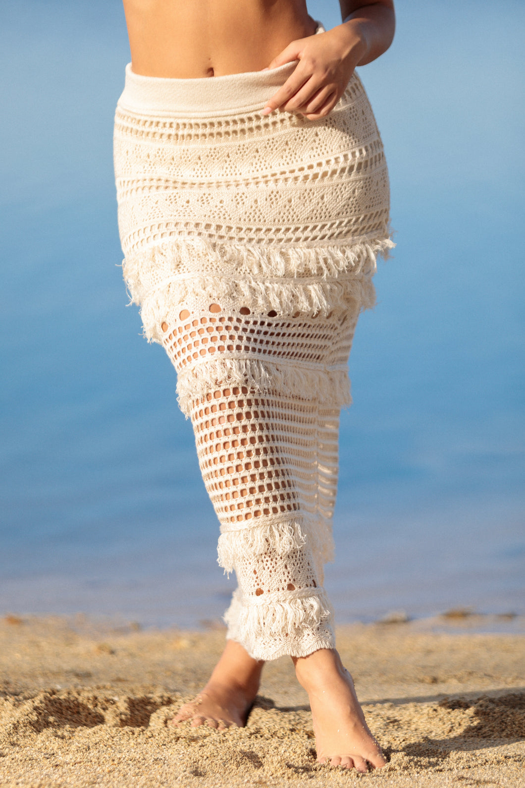Offwhite Knit Skirt Ruffle