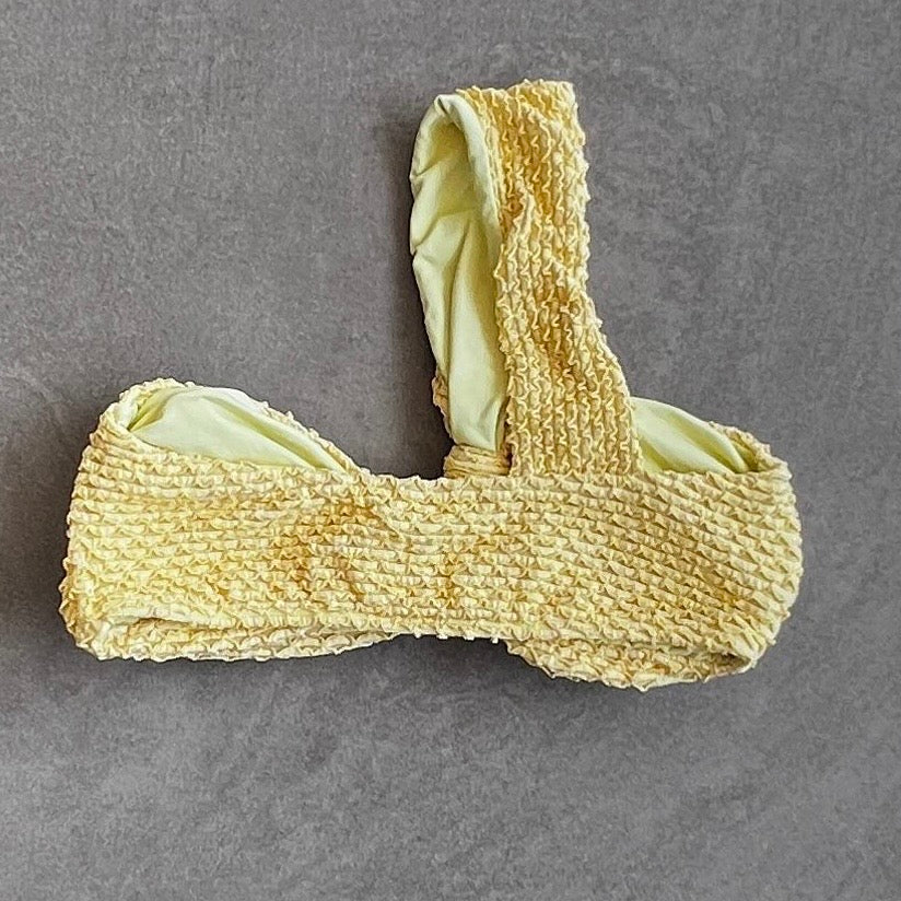 Yellow Sparkling Mermaid Weave Textured Greek Bikini Top