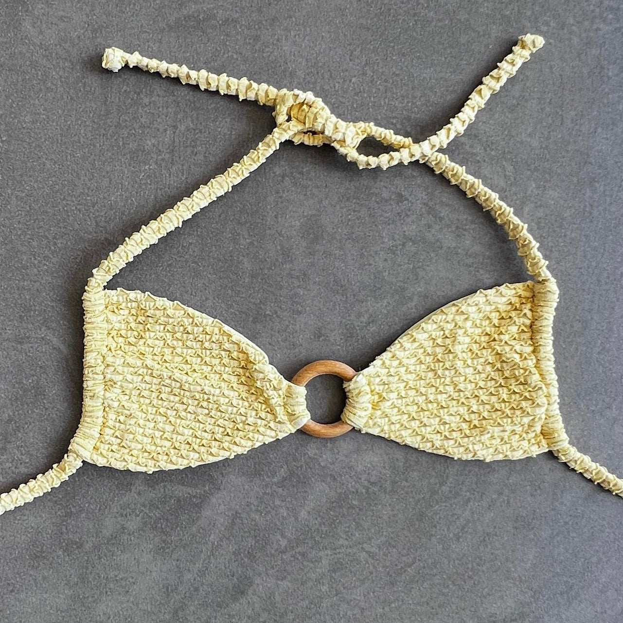 Yellow Sparkling Mermaid Weave Textured Kayla Bikini Top