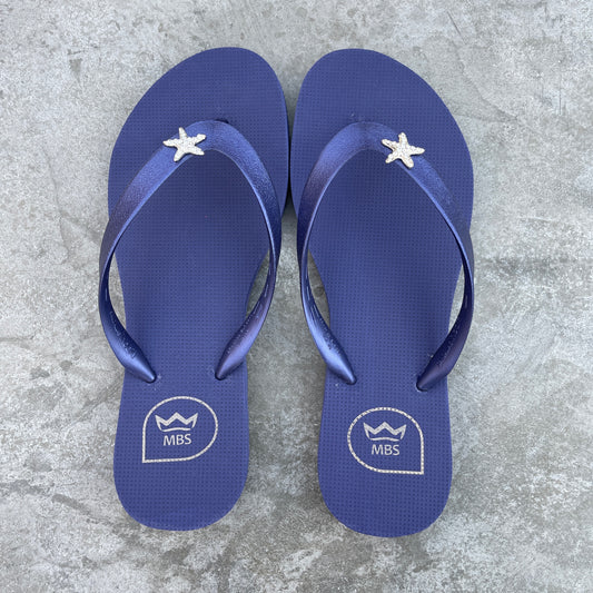 Navy Blue Star Flip Flops