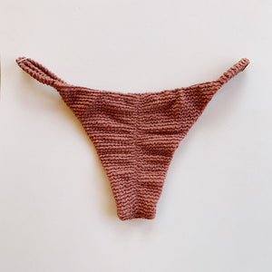 Cinnamon Brown Textured Tanga Bikini Bottom