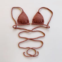 Load image into Gallery viewer, Cinnamon Brown Textured Triangle Bikini Top

