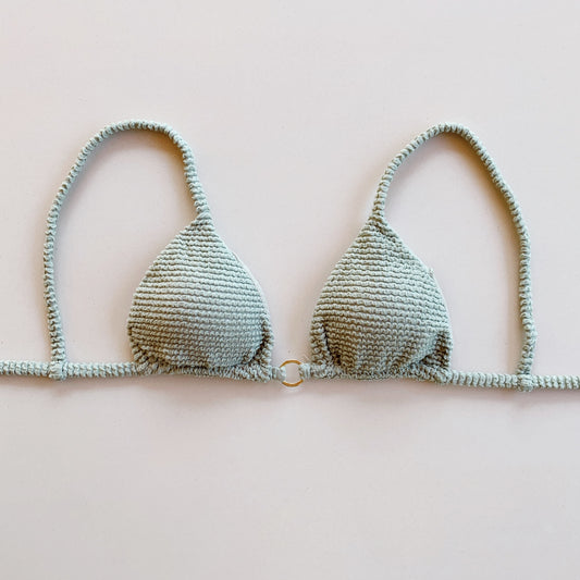 Sage Green Textured Triangle Bikini Top
