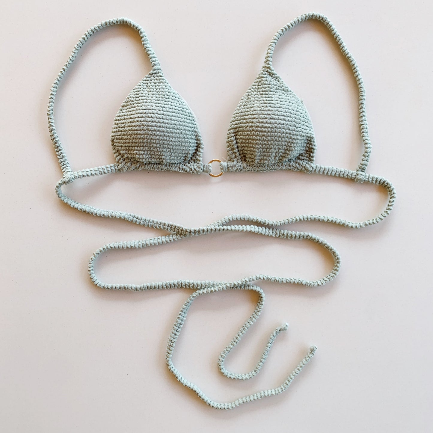 Sage Green Textured Triangle Bikini Top