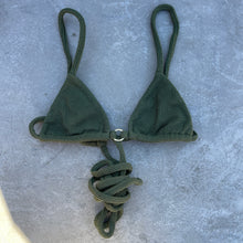 Load image into Gallery viewer, Evergreen Crinkled Triangle Bikini Top
