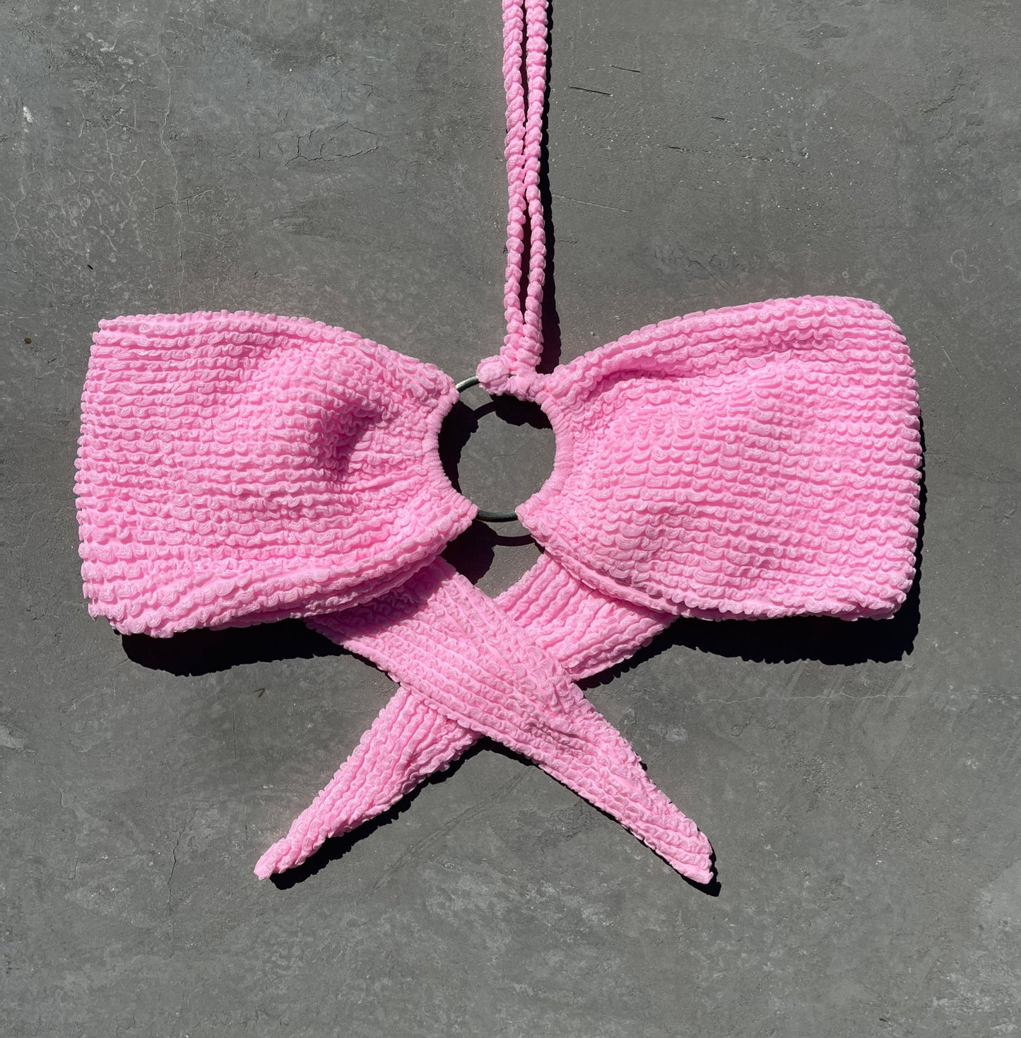 Pink Milk Shake Textured Strapless Bikini Top