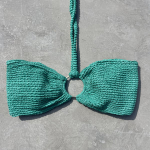 Ocean Avenue Green Textured Strapless Bikini Top