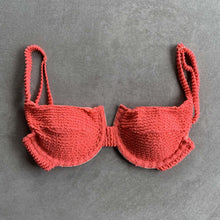 Load image into Gallery viewer, Peach Punch Textured Panneled Bikini Top
