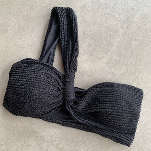 Onyx Black Textured Greek Bikini Top