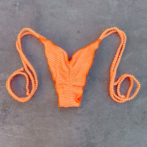 Energy Orange Textured Ripple Side Tie Bikini Bottom