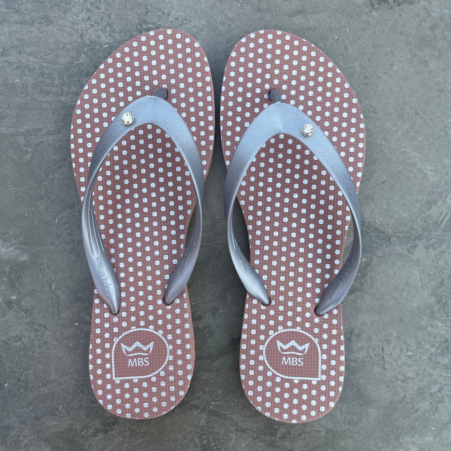 Polka Dots Natural and Silver Flip Flops