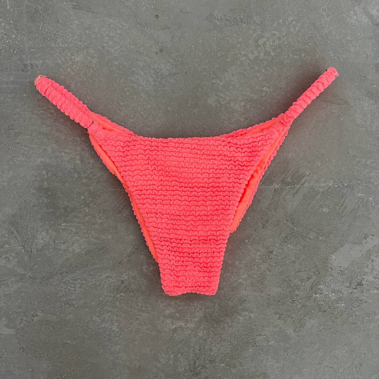 Neon Pink Flamingo Textured Tanga Bikini Bottom