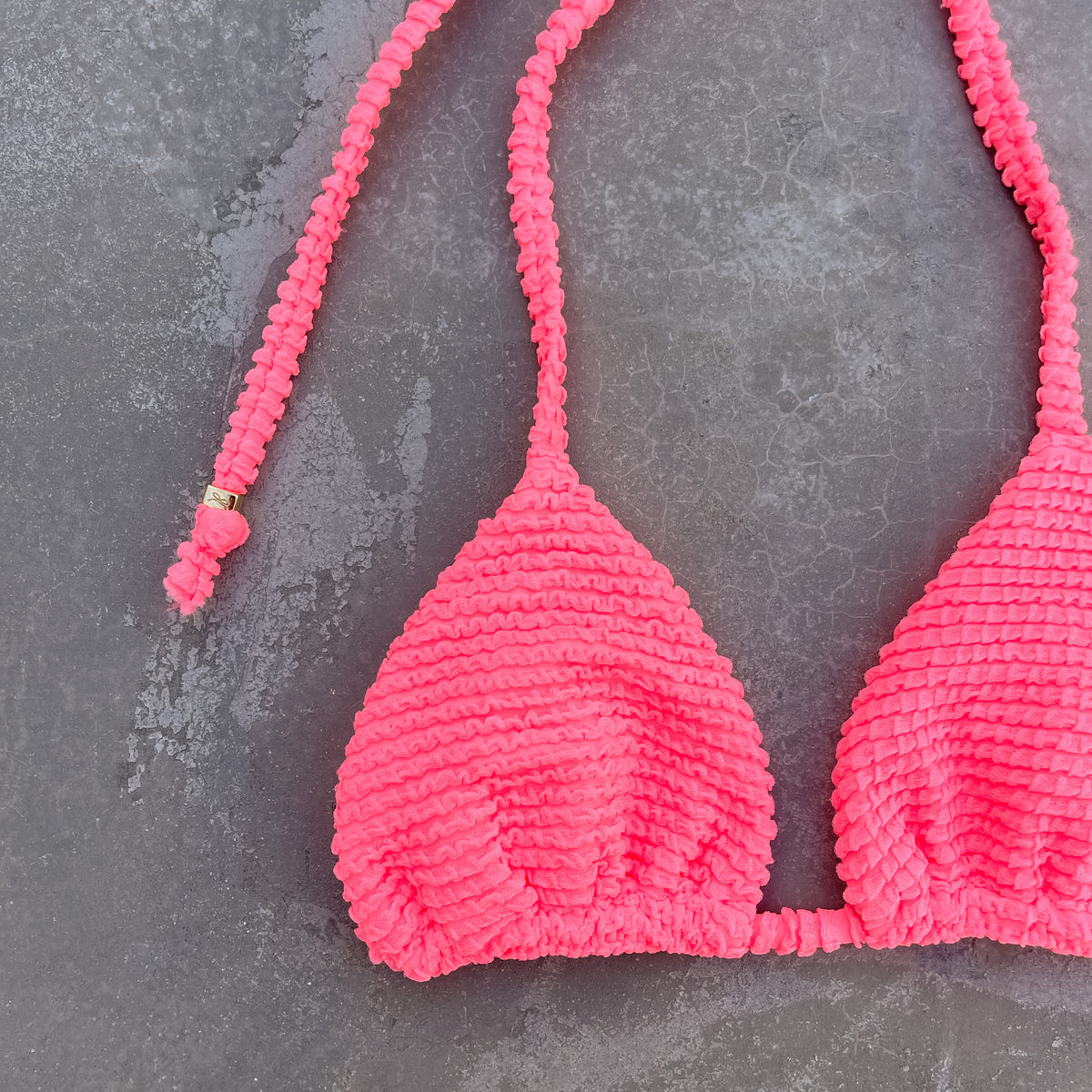 Neon Pink Flamingo Triangle Bikini Top