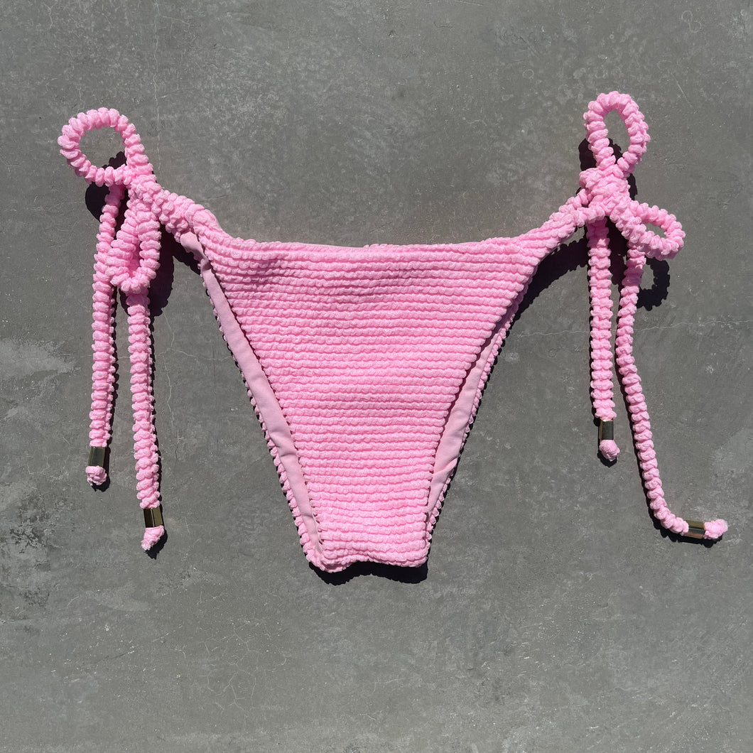 Pink Milk Shake Textured Side Tie Bikini Bottom