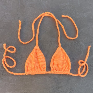 Energy Orange Textured Triangle Bikini Top