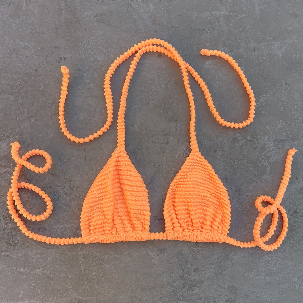 Energy Orange Textured Triangle Bikini Top