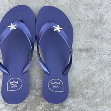 Load image into Gallery viewer, Navy Blue Star Flip Flops
