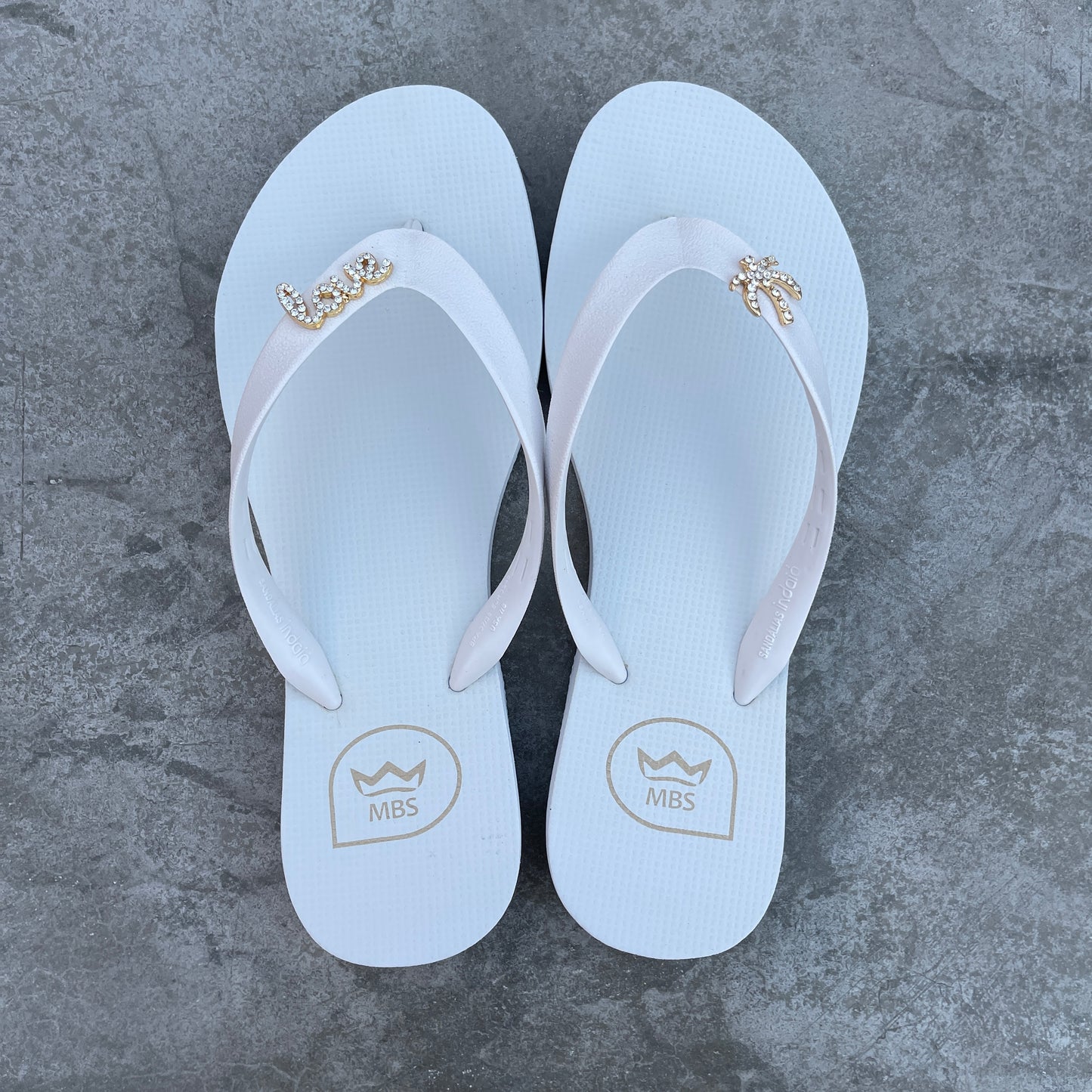 White Love Palm Trees Flip Flops
