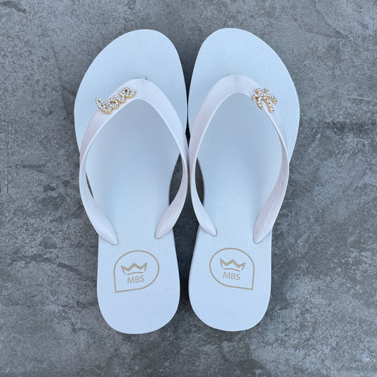 White Love Palm Trees Flip Flops