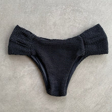 Load image into Gallery viewer, Onyx Black Textured Classy Cheeky Bikini Bottom
