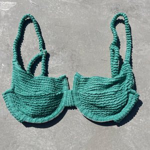 Ocean Avenue Green Textured Panneled Bikini Top