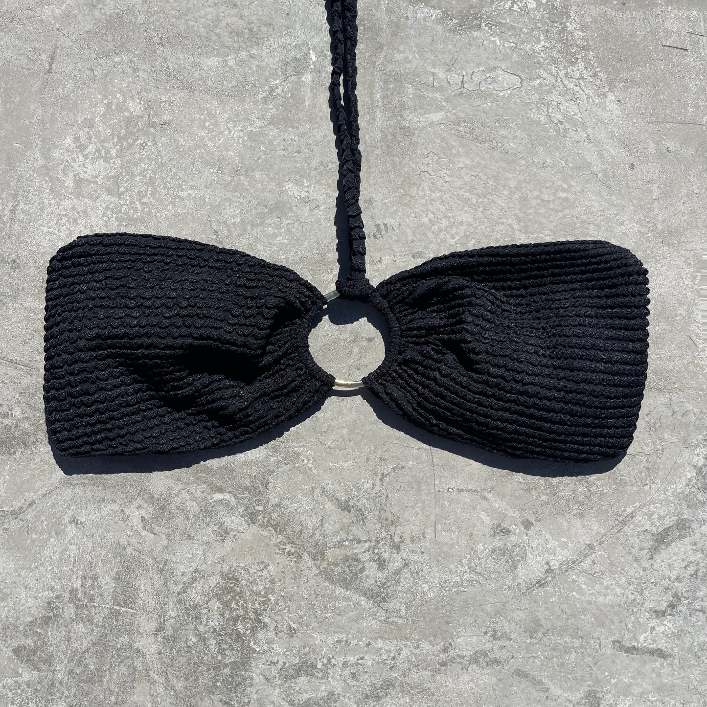 Onyx Black Textured Strapless Bikini Top
