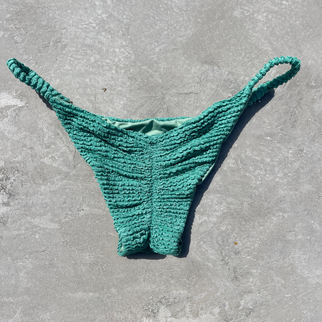 Ocean Avenue Green Textured Tanga Bikini Bottom