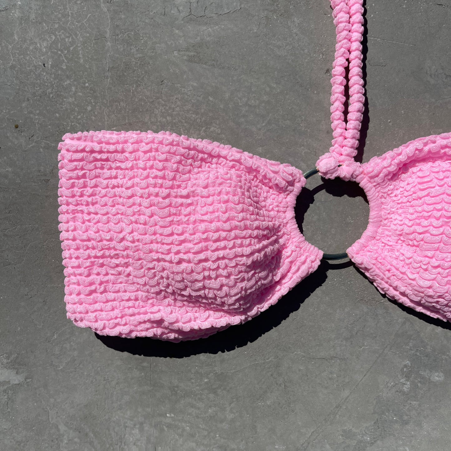 Pink Milk Shake Textured Strapless Bikini Top