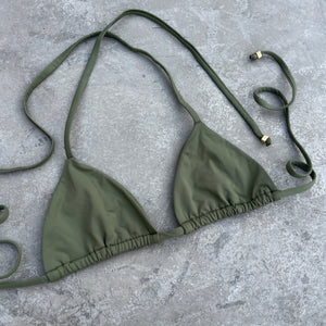 Caper Green Triangle Bikini Top