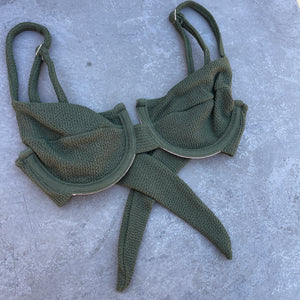 Evergreen Crinkled Panneled Bikini Top
