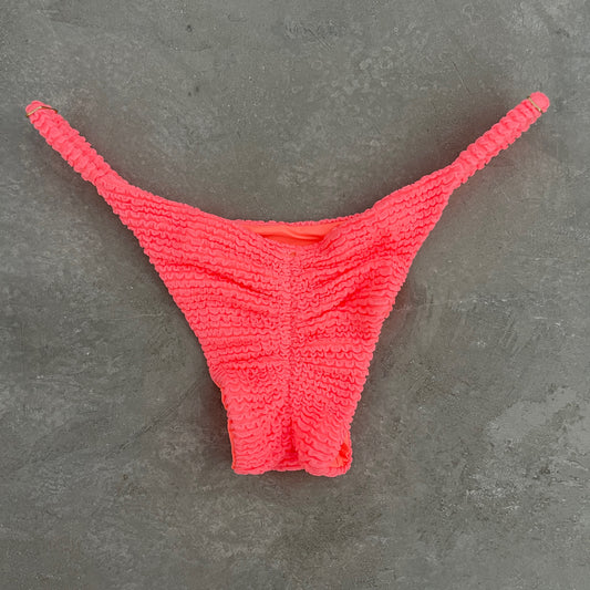 Neon Pink Flamingo Textured Tanga Bikini Bottom