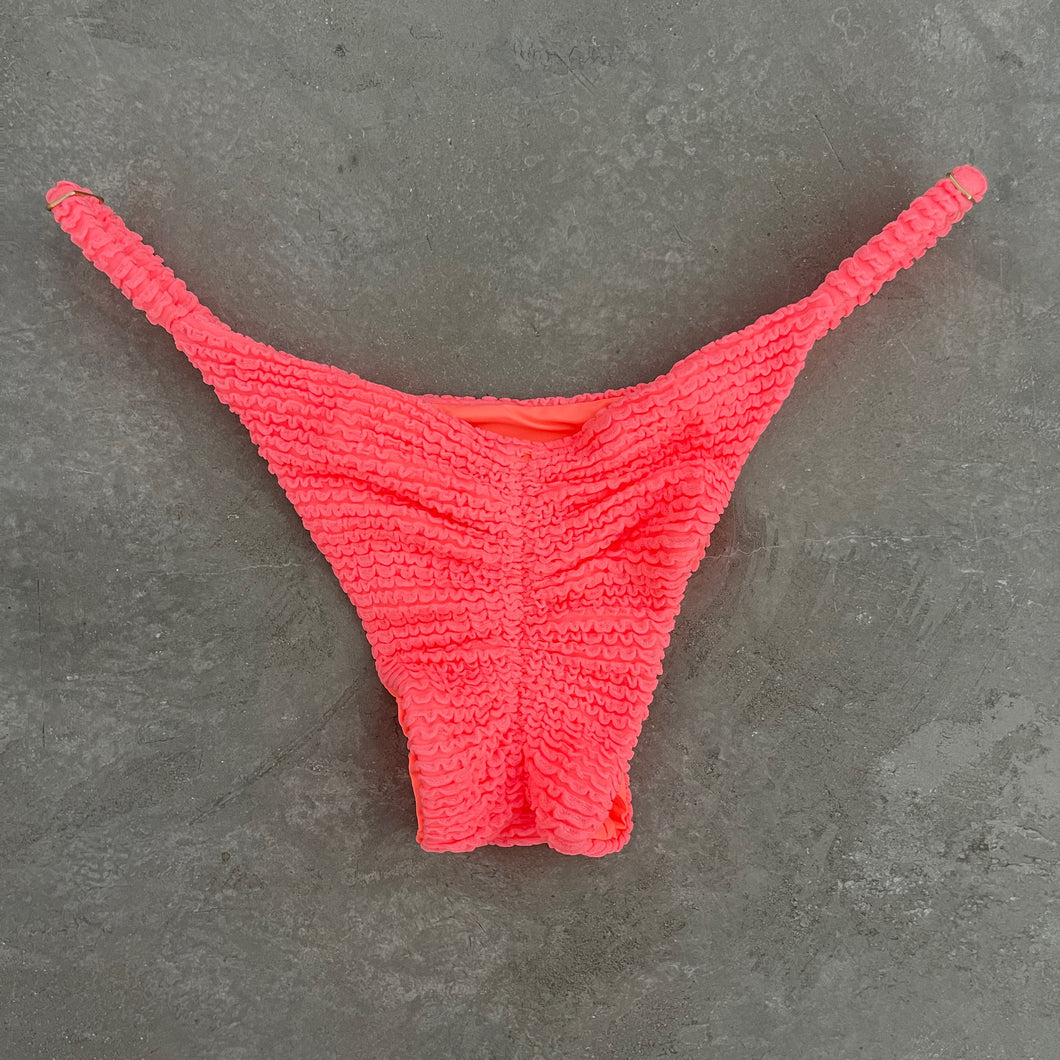 Neon Flamingo Textured Tanga Bikini Bottom