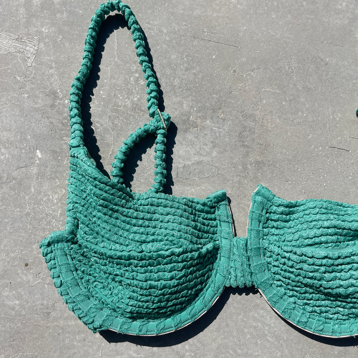 Ocean Avenue Green Textured Panneled Bikini Top
