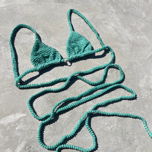 Ocean Avenue Green Textured Triangle Bikini Top