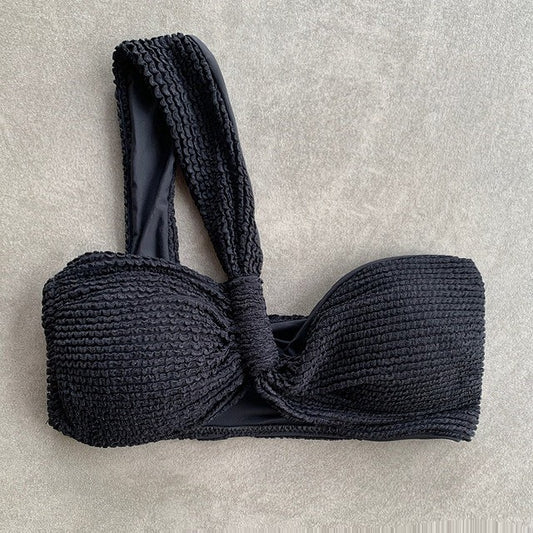 Onyx Black Textured Greek Bikini Top