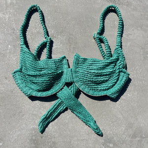 Ocean Avenue Green Textured Panneled Bikini Top