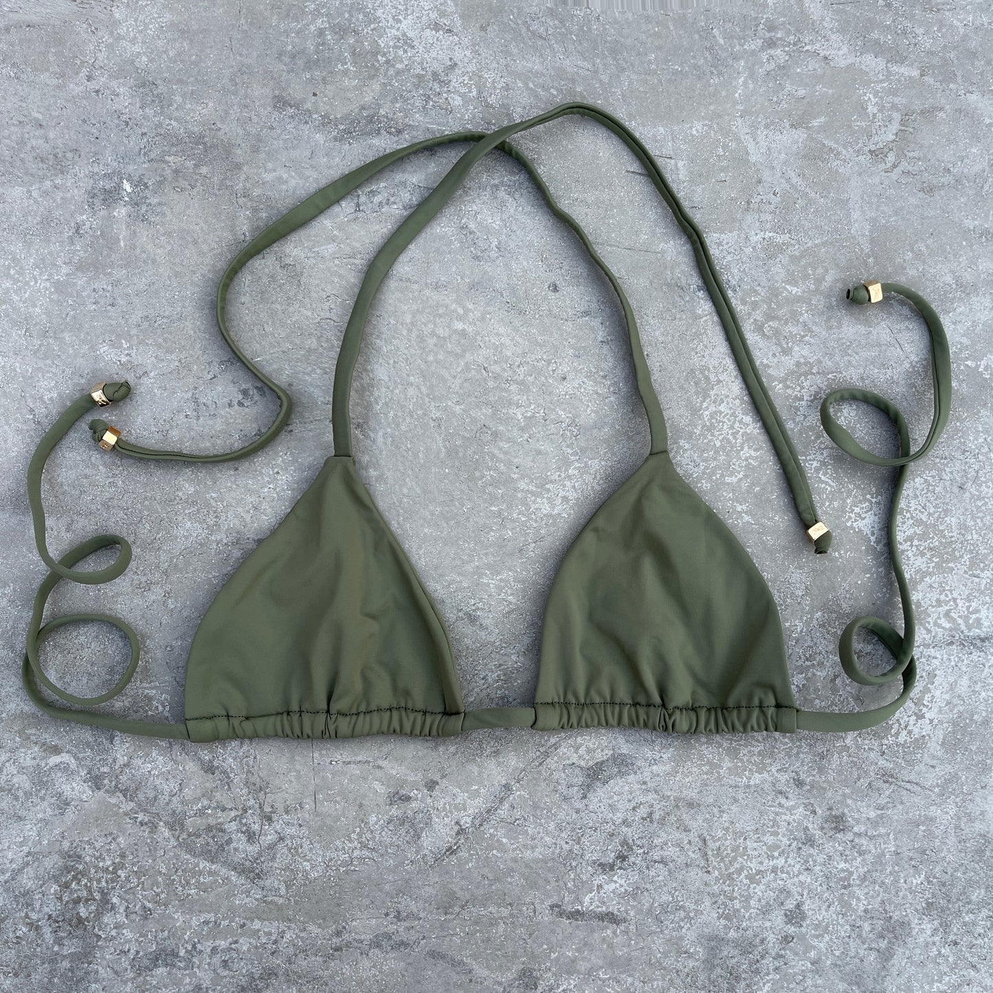 Caper Green Triangle Bikini Top