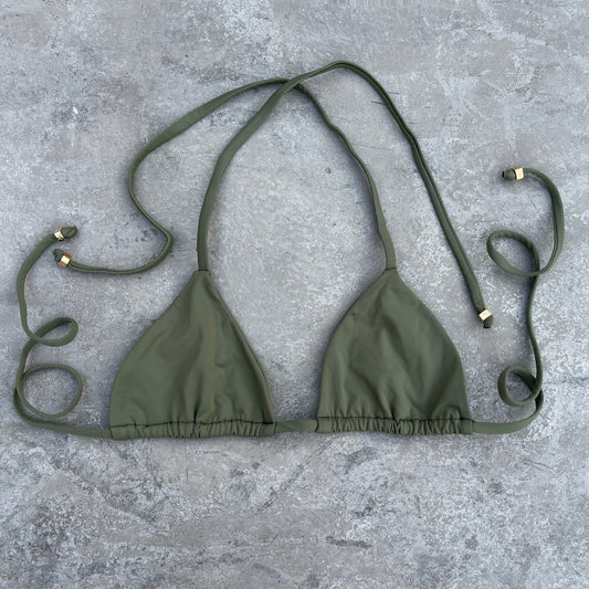 Caper Green Triangle Bikini Top