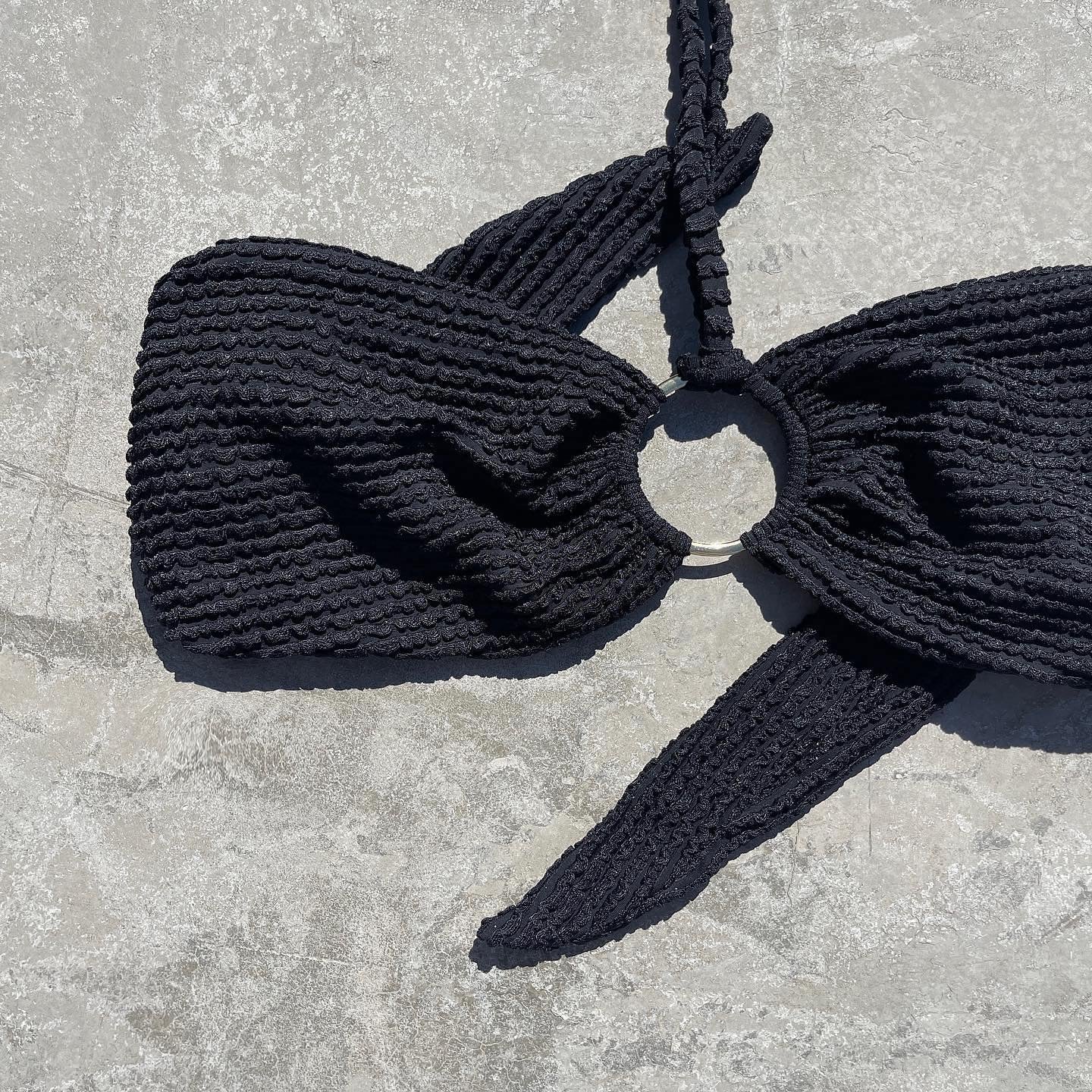 Onyx Black Textured Strapless Bikini Top