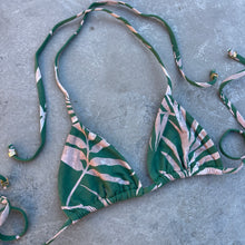 Load image into Gallery viewer, Bleached Leaves Green Triangle Bikini Top
