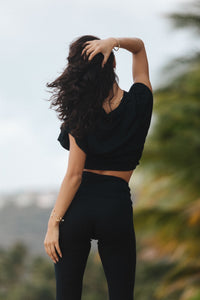 Extremely Lightweight Black Crop Top Loungewear Eco-Friendly