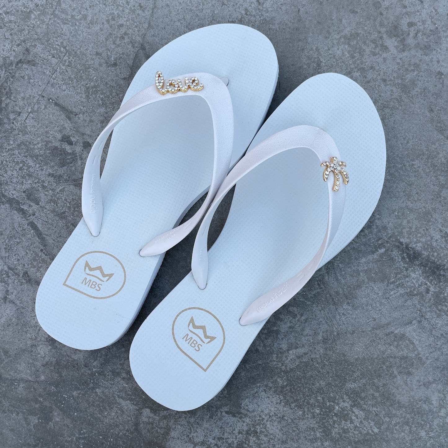 White Love Palm Trees Flip Flops