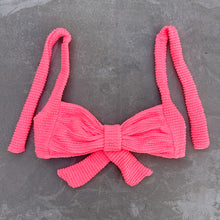 Load image into Gallery viewer, Neon Pink Flamingo Textured Leda Bikini Top
